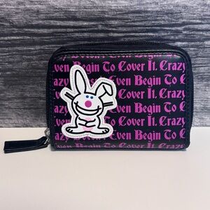 Happy Bunny “Crazy Doesn’t Even Begin To Cover It” Black & Pink Wallet